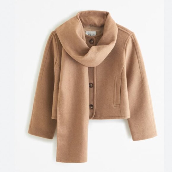 Abercrombie & Fitch Jackets & Blazers - LIKE NEW ABERCROMBIE Removable Scarf Double-Cloth Wool Jacket, Brown, XS